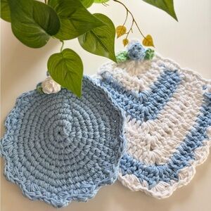 Aesthetic Blue & White Crochet Potholders